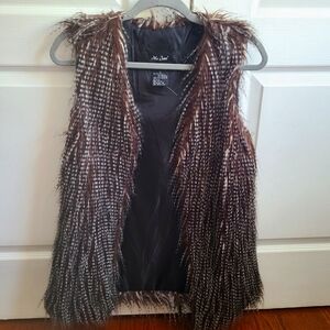 NWOT Women's Me Jane Faix Fur Vest Size Med Brown Black White